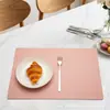 Jogo Americano Pied-de-Poule Morandi, Jogo de Mesa Impermeável e à Prova de Óleo na Cor Creme, Tapete Doméstico Resistente ao Calor em Couro Estilo Ins
