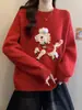 Suéter Vermelho de Ano Novo para Mulheres, Ano do Cavalo, Novo Estilo Outono e Inverno, Tamanho Grande, Blusa de Tricô Estilosa A9637