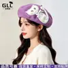 Boina de lana con parche de gato, en stock desde la fábrica, suave y linda, gorro de artista femenino, dulce boina de otoño e invierno al por mayor