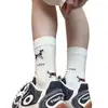 Calcetines de Algodón para Mujer, Edición Limitada de Otoño, Rayas Gruesas, Lindos, Versátiles, Dibujo de Perro, Ambiente Atmosférico, para Parejas, de Media Pantorrilla