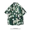 Camisa Vintage Estampada de Manga Curta da Tailândia Marca da Moda Unissex Solta Estilo Havaiano Praia Camisa para Casal Casaco da Moda