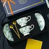 Conjunto de café de cerâmica requintado de luxo leve de alta qualidade, conjunto de caixa de presente de xícara de café vintage de porcelana de osso de alto valor, presente de casamento