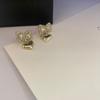 Pendientes coreanos con lazo de diamantes negros, nuevos y versátiles, estilo retro frío, de plata S925, a la moda.