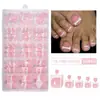 Pontas de Unha do Pé Francesas Rosa Nude Pele Nude Spray Pintadas Pré-feitas Quadradas Curtas Unhas do Pé Removíveis Arte de Unha 150 Peças