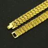 Hiphop Hip Hop Marca de Moda Pulsera Dorada Agresiva para Hombre Europea y Americana Diamante Tridimensional Pulsera Genial Joyería