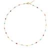 Colar Banhado a Ouro 18K Cor Cobre Vidro Colorido Retrô Colar de Contas Artesanal Luxo Acessível Arco-Íris Primavera e Verão Estilo Ins