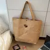 Bolsa de Mano de Papel Kraft con Perrito de Dibujos Animados Estilo Nuevo Simple Gran Capacidad Bolsa Tote Viaje de Negocios Trayectos Diarios Versátil Bolsa de Hombro