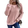 Amazon Transfronteiriça Europeia e Americana Outono e Inverno 2026 Novo Suéter Casual Feminino Patchwork Color-Block Waffle Manga Longa Camiseta
