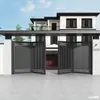 Puerta plegable eléctrica de aleación de aluminio, puerta de jardín exterior rural, puerta de patio de hierro forjado para villa, puerta de entrada de acero inoxidable