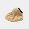Chapéu de Concha Dupla Face Preto para Mulheres, Chapéu de Sol para Uso Externo no Verão com Proteção UV, Aba Larga, Tendência, Chapéu de Sol Aberto no Topo