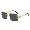 Gafas de Sol de Nuevo Estilo Transfronterizas Incrustadas de Diamantes Moda Europea y Americana Sencillas Doble Puente Cuadradas Sin Marco Retro para Hombres y Mujeres