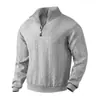 Sudadera de manga larga para hombre hecha a medida con etiqueta privada y logotipo, tejido de punto pullover de media cremallera transfronterizo, embalaje y logotipo personalizados según su diseño