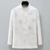 Camisas de Manga Comprida Estilo Tang para Homens de Meia-Idade e Idosos para Primavera e Outono, Hanfu Casual Estilo Chinês para Verão para Avôs, Roupas para Idosos