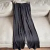 2026 Verano Nuevo Seda de Morera Seda Real Pantalones de Pierna Ancha Pantalones Rectos para el Trabajo Cintura Elástica Pantalones Largos Venta al por Mayor H15EK2605