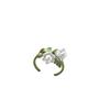 Sentido del Diseño Nicho Planta Mori Retro Artístico BELIN Anillo de Perla de Agua Dulce Anillo Abierto para Dedo Nuevo de Primavera
