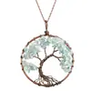 Collar con colgante de árbol de la vida redondo de bronce con grava de cristal Amazon ebay joyería transfronteriza al por mayor