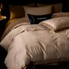 Juego de Cuatro Piezas Jacquard de Algodón Puro Cepillado 60S con Funda de Edredón con Botones y Sábana Bajera, Juego de Tres Piezas de Ropa de Cama de Alta Gama para Dormitorio