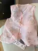 Nuevo Chaleco Exterior Fino de Moda Versátil Rosa Estilo Chino Reductor de Edad para Mujer Verano Nuevo Estilo Nacional sin Mangas Chaleco de Botones