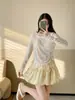 Traje de baño de dos piezas acuarela para mujer 2026, conjunto de cuatro piezas, salida de baño conservadora que cubre el abdomen, traje de baño de poliéster de alta gama para aguas termales 9268
