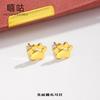 E1931 aretes de garra de gato brillantes dulces lindos de cuerpo entero S999 plata temperamento personalidad diseño de nicho aretes nuevos