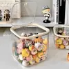 Caja linda linda para almacenar granos transparente mini para jugar con comida caja sorpresa tarro para tarjetas de puntos adornos de escritorio soporte de exhibición para accesorios del cabello