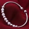 Elegante Pulseira Feminina de Prata 925 Banhada em Nove Voltas com Contas Redondas, Simples e Versátil, Joia para Mãe e Namorada