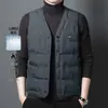Chaleco de Plumas para Hombre Chaleco Cálido de Invierno Ropa para Hombres de Mediana Edad y Ancianos Chaleco Sin Mangas de Plumón de Pato Blanco para Papá