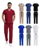 Conjunto de Uniforme Médico para Mujer - Top de Cuello en V y Pantalones de Pierna Recta, Uniforme de Trabajo Unisex, Uniforme Quirúrgico Ajustado, Pijama de Hospital, Varios Colores