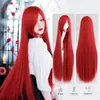 Cosplay personaje anime rol peluca europea y americana 80cm largo flequillo cabello largo liso fibra química estilo anime igual