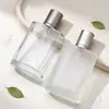 Botella de Perfume Cuadrada Plana Botella con Atomizador Transparente Mate Simple Alta Calidad Múltiples Especificaciones Tapa de Rosca de Bayoneta Botella para Decantar Perfume En Stock