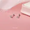 Pendientes de Rosca con Forma de Estrella de Plata Pura S999 con Microincrustaciones de Circonita de la Serie Elemento para Mujer, Pendientes Versátiles con Forma de Corazón, Seguros para Orejas Perforadas