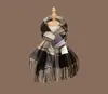 Bufanda de Cuadros Retro con Borlas Estilo Japonés 2024 para Mujer, Cálida de Invierno, Versátil, para Estudiantes, Parejas