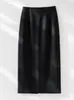 Saia midi de lã para outono e inverno, com fenda, caimento fluido e um design sofisticado, elegante em linha A.. Novo estilo, saia justa