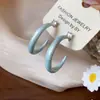 Brincos em Forma de C com Zircônia Rosa e Gotejamento de Óleo Prateado, Simples e Doces, Versáteis e Elegantes com um Toque de Luxo Leve e de Alta Qualidade para Mulheres
