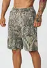 Shorts Casuais Camuflados Masculinos YOUNGLA, Estampa de Letras Vintage, Corte Solto, Secagem Rápida, para Fitness, Esportes e Praia