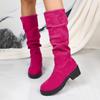 Botas de Mujer 2025 Primavera y Otoño Nuevo Estilo Gamuza Mate Tacón Medio Delgadas Talla Grande Botas Largas Botas de Tacón Grueso para Mujer