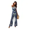 Moda Femenina Europea y Americana Otoño 2026 Transfronterizo Pantalones de Tirantes Sueltos Retro Estilo Nacional Estampado Casual Conjunto de Dos Piezas