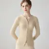 Suéter cárdigan con capucha Conyson 100% cachemira pura para mujer, chaqueta ajustada con cremallera, prenda base que favorece la figura
