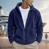 Jaqueta masculina quente europeia e americana transfronteiriça, com capuz de fleece dupla face, cor sólida, com zíper, casaco casual versátil
