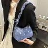 Bolso de mano versátil de mezclilla para mujer, nuevo estilo 2026, bolso de moda para chica, bolso de hombro plisado para el trabajo