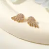 Pendientes de Plata de Ley S925 con Alas Incrustadas de Circonita Diamante para Mujer, Gama Alta, Lujo Accesible, Pequeños, Exquisitos, Pendientes de Nicho Super Hada