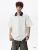 Diseñada con costuras, camiseta polo para hombre, top de corte holgado, ligera, de manga corta, estilo americano, verano