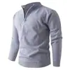 Comércio Exterior Amazon Transfronteiriço Nova Malha Masculina Gola Alta Jovem Forrado com Fleece Quente Meio Zíper Top Camisa de Base