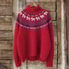 Nuevo suéter sudadera de cuello alto para otoño e invierno, suéter navideño de manga larga con cuello y estampado