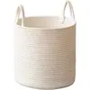 Cesta para ropa sucia de hilo de algodón tejida a mano con asas cesta de almacenamiento de ropa cubo de almacenamiento de juguetes de peluche cesta de almacenamiento