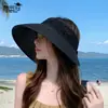 Sombrero de sol de ala ancha tipo pañuelo de verano para vacaciones en la costa y la playa, sombrero de protección solar que cubre el rostro para mujer, sombrero tipo visera de paja fresco
