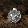 2023 Nuevo amuleto de cabeza de lobo Runa europeo y americano colgante de acero inoxidable personalidad retro Vikingo titanio acero collar