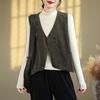 Chaleco exterior de moda de primavera 2025, diseño de costura, chaqueta de pana que combina con todo, talla grande, top holgado