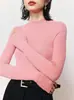 Estilo Suave Cuello Alto Medio Cachemira de Hilo Fino Punto Sin Costuras de 18 Puntos Prendas de Punto para Usar Debajo Fondo Nube Top de Corte Ajustado