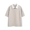 Camisa Polo Nanxia de Diseño de Nicho Estilo Americano con Cuello Campana, Camiseta Casual Suelta de Manga Corta con Bloques de Color Color de Verano 2026
